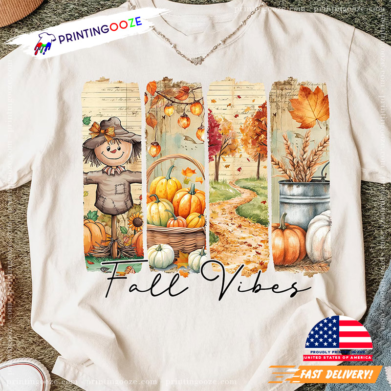 Autumn Vibes Scarecrow And Pumpkin Comfort Colors Tee Autumn Vibes Scarecrow And Pumpkin Comfort Colors Tee