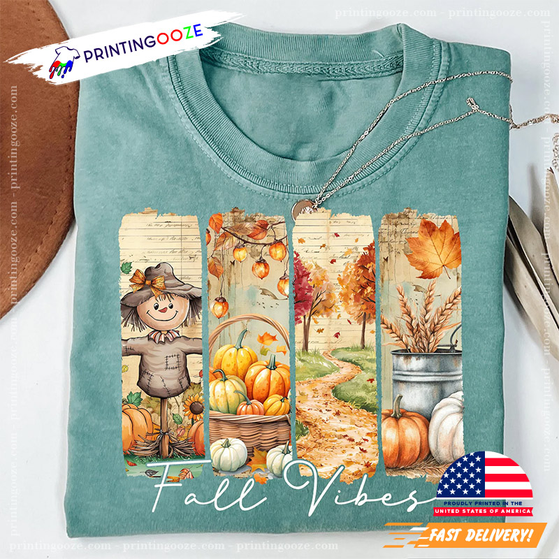 Autumn Vibes Scarecrow And Pumpkin Comfort Colors Tee Autumn Vibes Scarecrow And Pumpkin Comfort Colors Tee