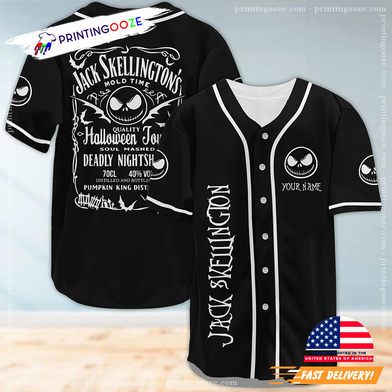 Custom Disney Jack Skellington Halloween Baseball Jersey Custom Disney Jack Skellington Halloween Baseball Jersey