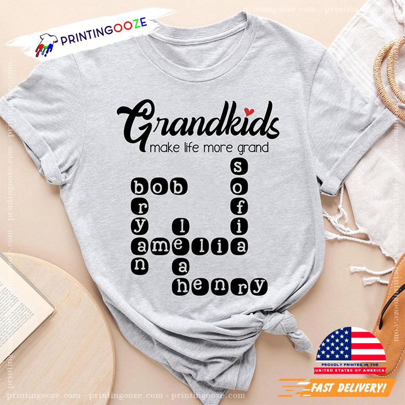 Custom Grandkids Crossword Puzzle Happy Grandparents Day Shirt Custom Grandkids Crossword Puzzle Happy Grandparents Day Shirt
