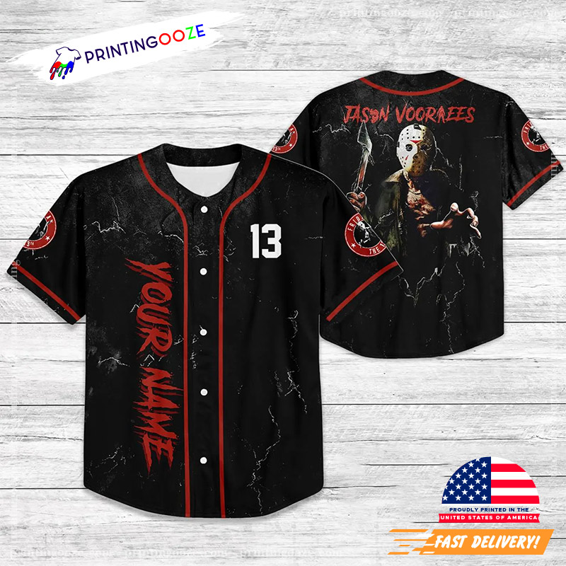 Custom Jason Voorhees Friday The 13th Horror Movie Baseball Jersey Custom Jason Voorhees Friday The 13th Horror Movie Baseball Jersey