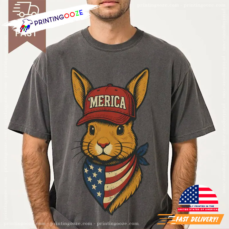 Merica Patriotic Bunny 4th Of July Comfort Colors Tee Merica Patriotic Bunny 4th Of July Comfort Colors Tee