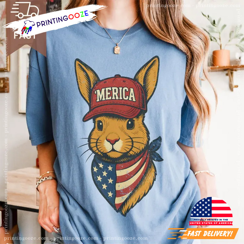 Merica Patriotic Bunny 4th Of July Comfort Colors Tee Merica Patriotic Bunny 4th Of July Comfort Colors Tee