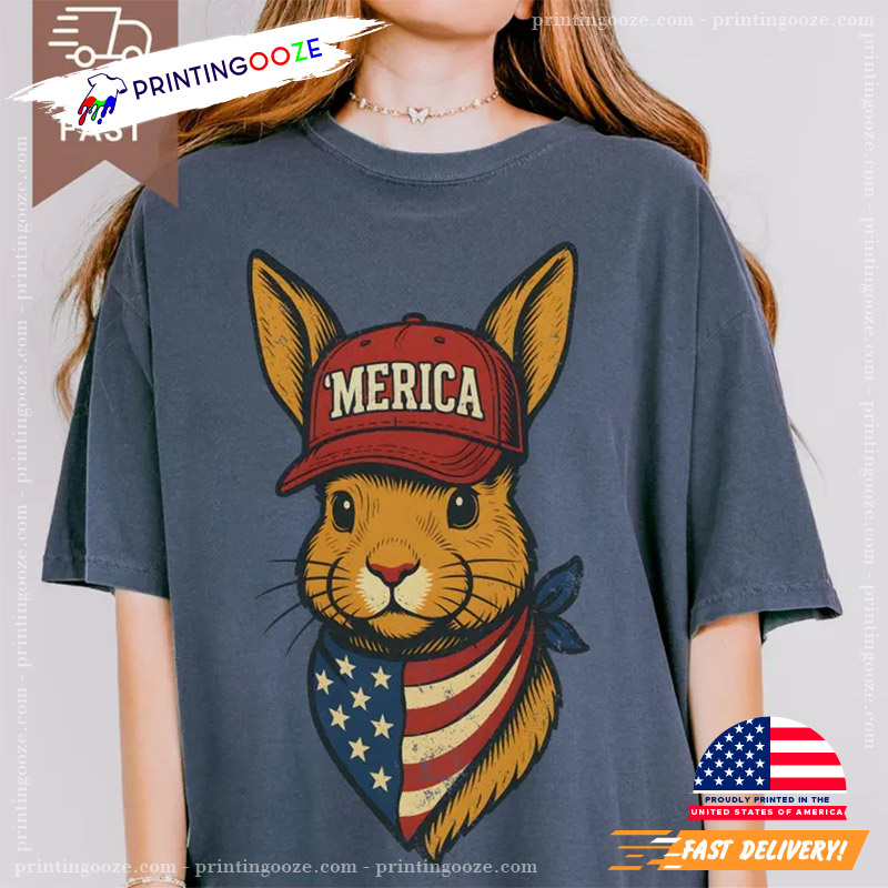 Merica Patriotic Bunny 4th Of July Comfort Colors Tee Merica Patriotic Bunny 4th Of July Comfort Colors Tee