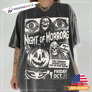 Night Of Horrors Halloween Vibes Comfort Colors Tee 1