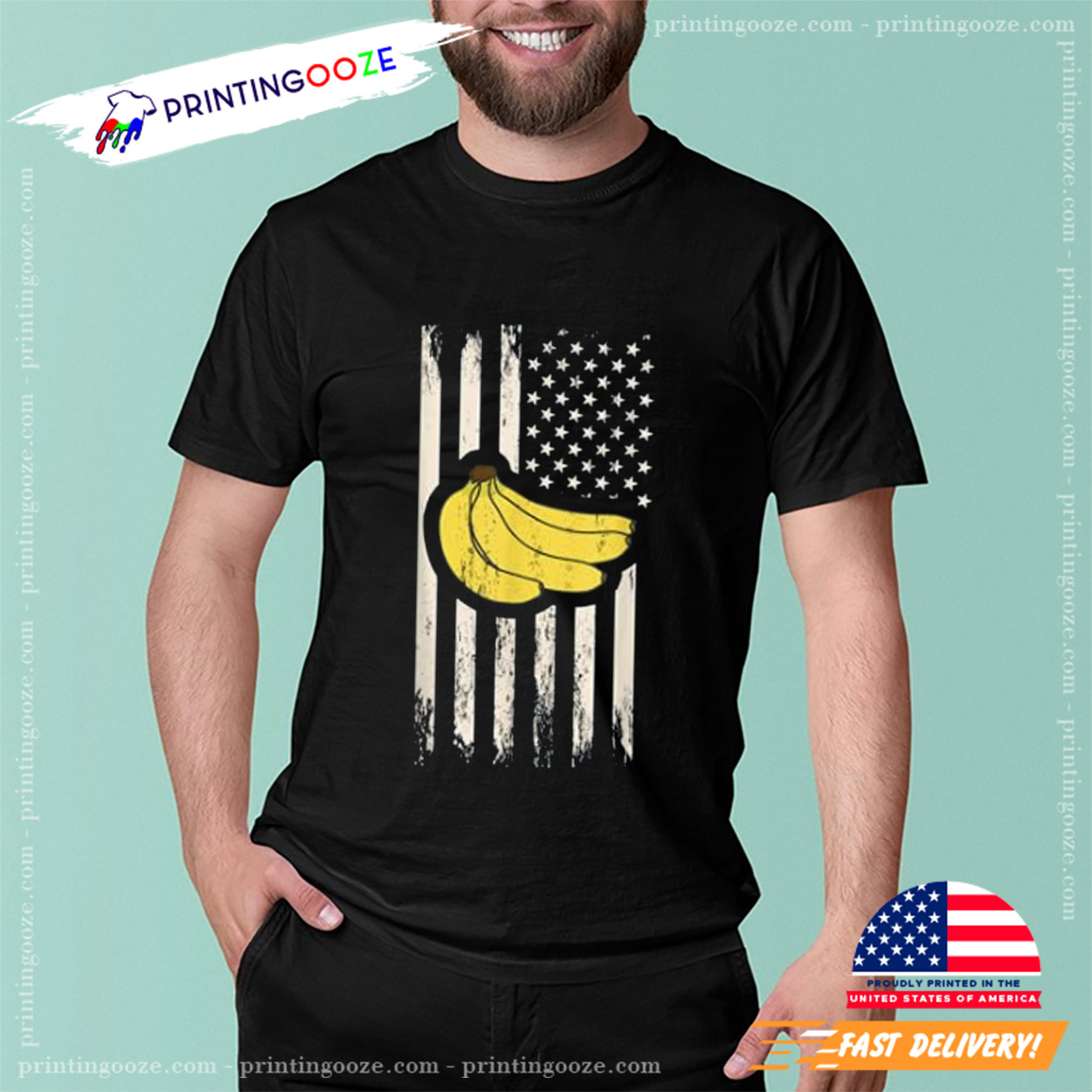Patriotic Banana & USA American Flag T-shirt Patriotic Banana & USA American Flag T-shirt